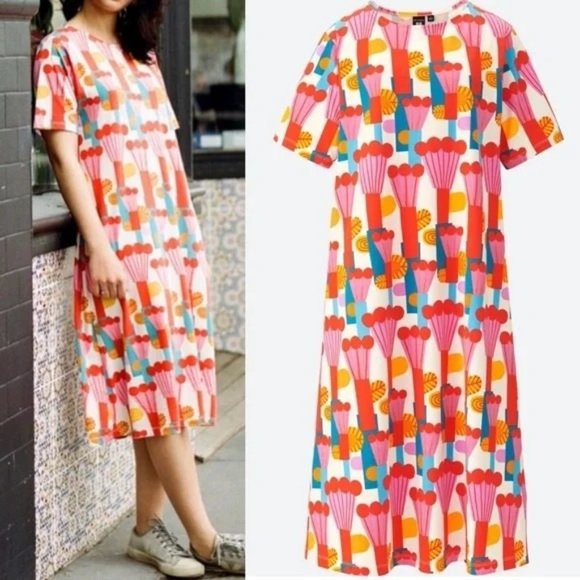 Marimekko Rare Limited Edition 2018 Pompula Flowerpots Print Dress Small - Picture 1 of 6